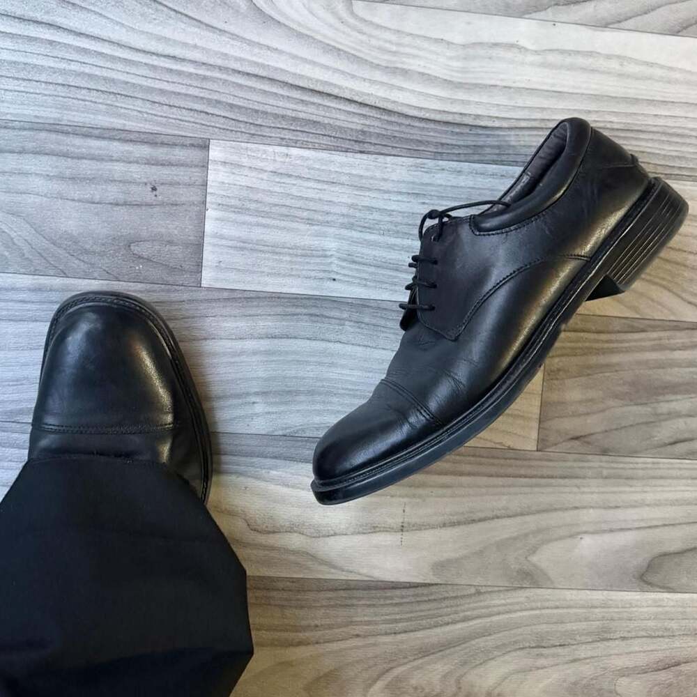 Nunn Bush Vintage Y2K Black Leather Cap Toe Dress Shoes